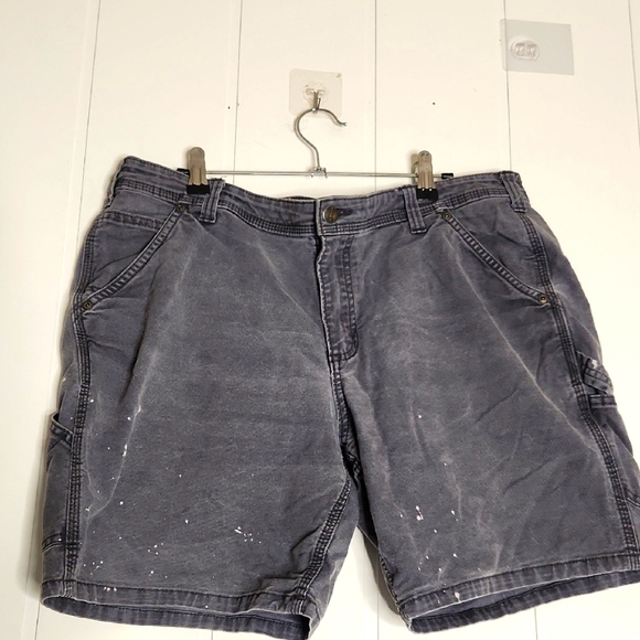 Carhartt Grunge Canvas Paint Splatter Gray Cargo Shorts Durable Cotton Casual - Picture 1 of 11